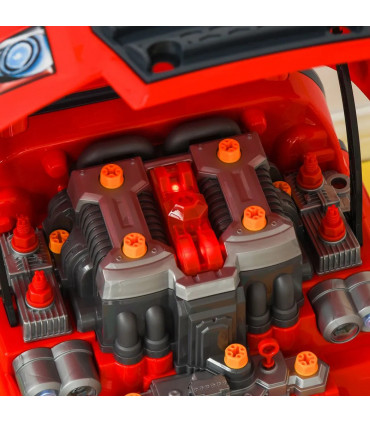 Kids Truck Engine Toy Set w/ Horn, Light, Car Key for 3-5 Years Old Red