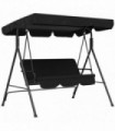 Outsunny Outdoor 3-person Porch Swing Chair with Adjustable Canopy Black