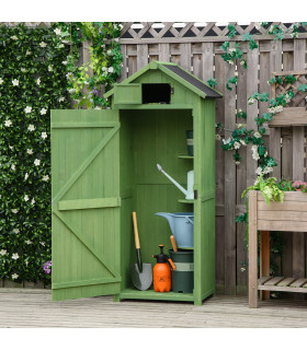 Outsunny Wooden Garden Storage Shed Tool Storage Box, 77 x 54 x 179 cm, Green
