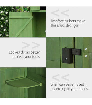 Outsunny Wooden Garden Storage Shed Tool Storage Box, 77 x 54 x 179 cm, Green