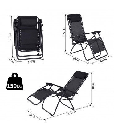 Zero Gravity Chair Adjustable Patio Lounge Chair Recling Seat Outdoor Patio