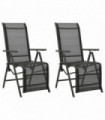 Reclining Garden Chairs 2pcs Textilene and Aluminium Black