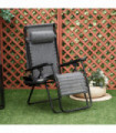 Steel Frame Zero Gravity Outdoor Garden Deck Chair with Canopy - Light Grey