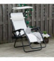 Steel Frame Zero Gravity Outdoor Garden Deck Chair with Canopy - White