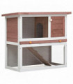 Outdoor Rabbit Hutch 1 Door Brown Wood