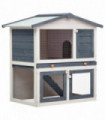 Outdoor Rabbit Hutch 3 Doors Grey Wood