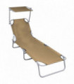 Folding Sun Lounger with Canopy Taupe Aluminium