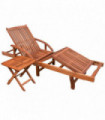 Sun Lounger with Table Solid Acacia Wood