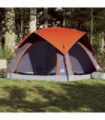 vidaXL Camping Tent Cabin 4-Person Grey and Orange Waterproof