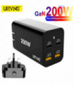 URVNS GaN 200W USB C Wall Charger 4-port PD 100W 65W PPS45W QC5 Super Fast Charging Adapter for MacBook iPhone 14 13 Samsung S21