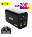 URVNS GaN 200W USB C Wall Charger 4-port PD 100W 65W PPS45W QC5 Super Fast Charging Adapter for MacBook iPhone 14 13 Samsung S21