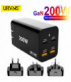 URVNS GaN 200W USB C Wall Charger 4-port PD 100W 65W PPS45W QC5 Super Fast Charging Adapter for MacBook iPhone 14 13 Samsung S21