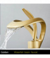 Golden/White Bathroom Basin Faucet Black Bathroom Faucet Brass Creative Grey Sink Mixer Tap Hot & Cold Waterfall Basin Faucet