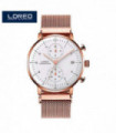 LOREO Luxury Brand Silver Steel Quartz Men Steel Watch Waterproof 3ATM Luminous Watches Calendar Watch Dropshipping 2023