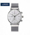 LOREO Luxury Brand Silver Steel Quartz Men Steel Watch Waterproof 3ATM Luminous Watches Calendar Watch Dropshipping 2023