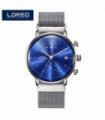 LOREO Luxury Brand Silver Steel Quartz Men Steel Watch Waterproof 3ATM Luminous Watches Calendar Watch Dropshipping 2023