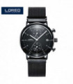 LOREO Luxury Brand Silver Steel Quartz Men Steel Watch Waterproof 3ATM Luminous Watches Calendar Watch Dropshipping 2023