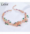 LAYA 925 Sterling Silver Fashion Natural Shell Flower Green Leaf Enamel High Quality Zircon Bracelet For Wedding Jewelry