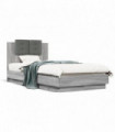 vidaXL Bed Frame with Headboard Grey Sonoma 75x190 cm Small Single Engineered Wood