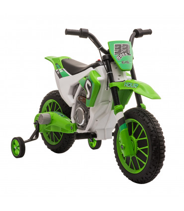 Kids Electric Motorbike 12V Ride-On Motorcycle Training Wheels - Green 3-5 years