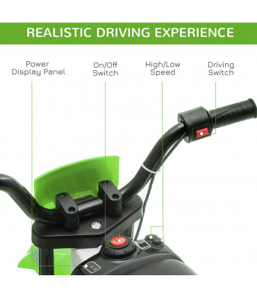 Kids Electric Motorbike 12V Ride-On Motorcycle Training Wheels - Green 3-5 years