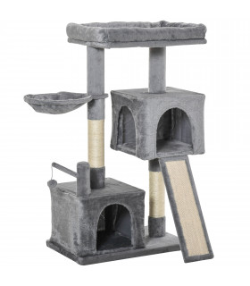 Cat Tree Tower Grey 60L x 40W x 111H cm Sisal Scratching Posts Pad Hanging Ball