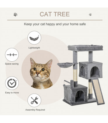 Cat Tree Tower Grey 60L x 40W x 111H cm Sisal Scratching Posts Pad Hanging Ball