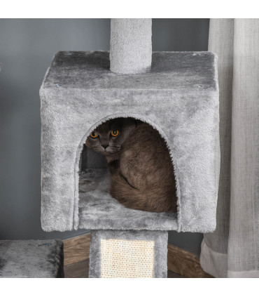 Cat Tree Tower Grey 60L x 40W x 111H cm Sisal Scratching Posts Pad Hanging Ball