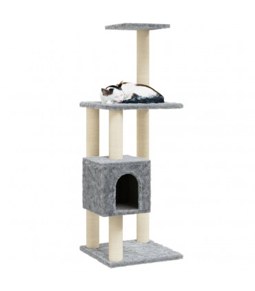 Cat Tree with Sisal Scratching Posts Light Grey 104 cm