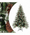 Christmas Tree with Pine Cones Green and White 150 cm PVC&PE