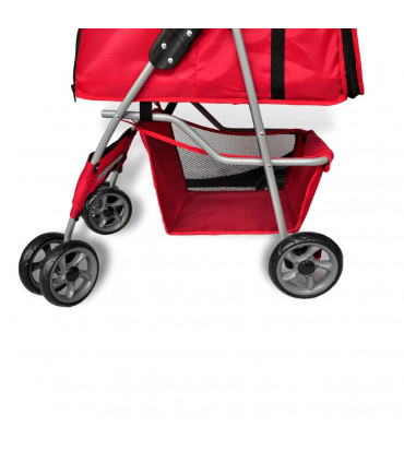 Folding Pet Stroller Dog/Cat Travel Carrier Red