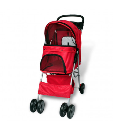 Folding Pet Stroller Dog/Cat Travel Carrier Red