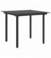 Garden Dining Table Black 80x80x74 cm Steel and Glass