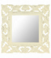 vidaXL Hand Carved Mirror White 50x50 cm Solid Mango Wood