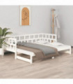 Pull-out Day Bed White Solid Wood Pine 2x(90x200) cm