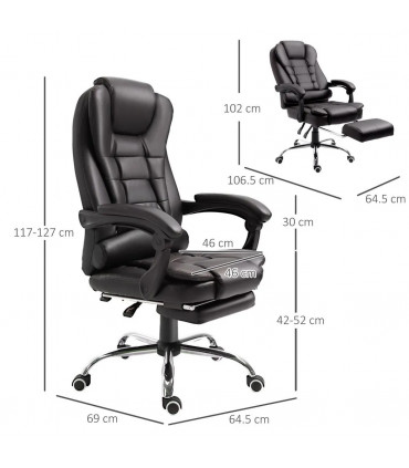 Office Chair PU Leather Brown High Back Executive Reclining Computer Chair