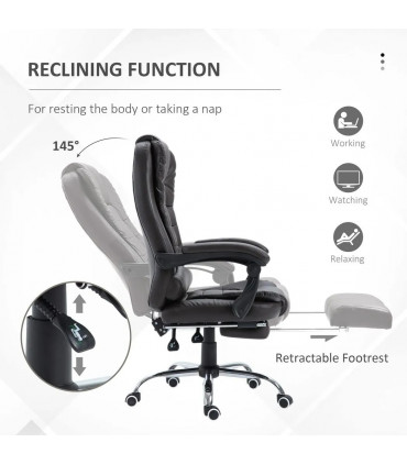 Office Chair PU Leather Brown High Back Executive Reclining Computer Chair