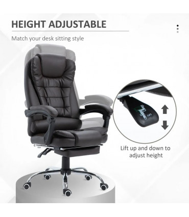 Office Chair PU Leather Brown High Back Executive Reclining Computer Chair
