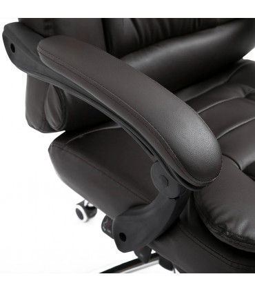 Office Chair PU Leather Brown High Back Executive Reclining Computer Chair