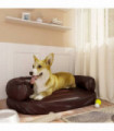 Ergonomic Foam Dog Bed Brown 75x53 cm Faux Leather