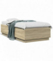 vidaXL Bed Frame Sonoma Oak 75x190 cm Small Single Engineered Wood