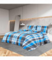 Duvet Cover Set Blue and Grey 200x220 cm Cotton