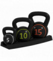 SPORTNOW Set of Three Kettlebell Weights with Storage Tray, 2.2kg, 4.5kg, 6.8kg