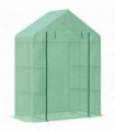 WalkIn Greenhouse 2 Tier Shelf, Roll-Up Door, PE Cover, 141x72x191cm, Green