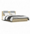 vidaXL Bed Frame with Headboard and LED Lights Sonoma Oak 120x190 cm Small Double