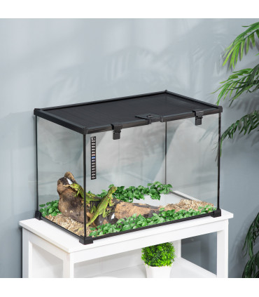 Wire Mesh Black Reptile Terrarium for Lizards, Horned Frogs, Snakes 50x30x35cm