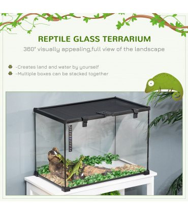 Wire Mesh Black Reptile Terrarium for Lizards, Horned Frogs, Snakes 50x30x35cm