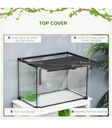 Wire Mesh Black Reptile Terrarium for Lizards, Horned Frogs, Snakes 50x30x35cm