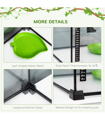 Wire Mesh Black Reptile Terrarium for Lizards, Horned Frogs, Snakes 50x30x35cm