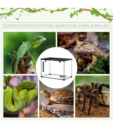 Wire Mesh Black Reptile Terrarium for Lizards, Horned Frogs, Snakes 50x30x35cm